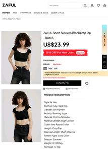 🇨🇦 Zaful Stracheble Black Crop Top