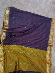 Elegant marroon & Gold Saree