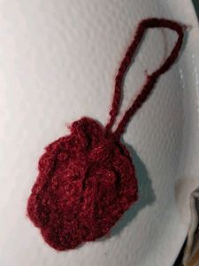 HANDMADE BAG CHARM Burgundy Crochet Rose