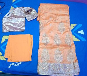 Elegant Lemon Color Complete Saare With Blouse