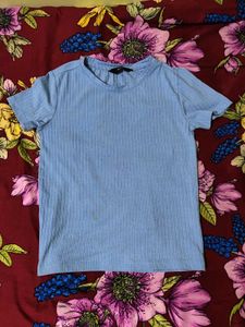 Blue Ribbed T-Shirt