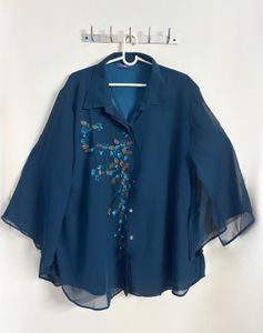 Teal Blue Embellished Co-ords Set | 4XL–5XL