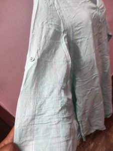 xxl silver zari print sky blue kurta