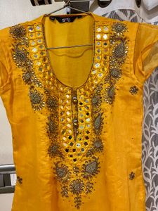 Yellow Embroidered Kurta