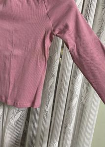 Pink Ribbed Sweetheart Top