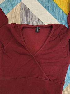 Maroon Wrap Crop Top