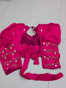 Mirror Work Readymade Blouse -pink