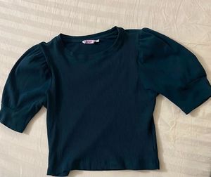 Green Puff Sleeve Top