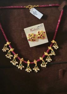 Ruby Pearls Necklace Set
