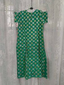 Green Polka Printed Kurti – Custom Made | Lightwei