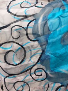White-Blue Floral Saree