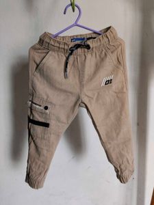 Boys Beige Cargo Pants