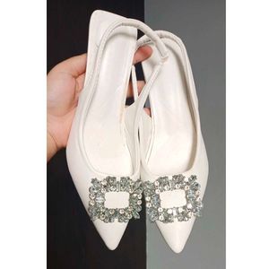 Embellished White Heels
