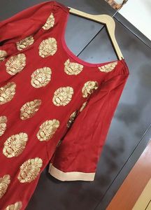 Rust Party Wear Plazo Suit With Dupatta 44 Bust