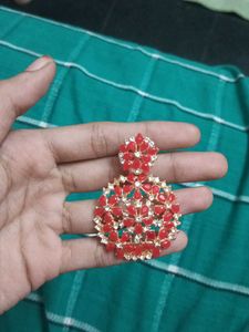 Red Floral Statement Earrings