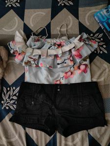 Cute Combo (Off Shoulder Top And H&amp;M Shorts)