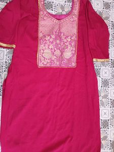 Pink Floral Embroidered Kurti