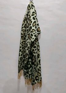 Leopard Print Scarf with Fringe