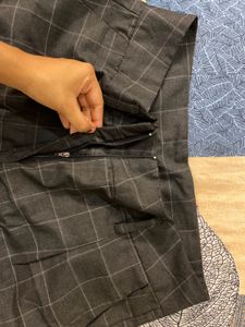 High Waist Black Formal Checked Trouser