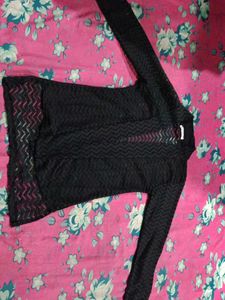 Black Lace Long Sleeve Top