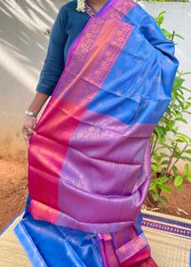 Blue &amp; Pink Silk Saree
