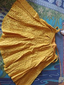 Yellow Eyelet Skirt