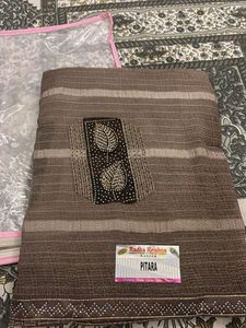 Elegant Brown Striped Saree