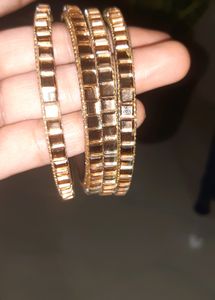 Diamond Gold-plated Bangle Set (Pack of 4)