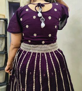 Purple Embellished Lehenga Set With Heavy Cannes