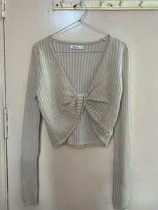 Valleygirl Rib Knit Twist Front Cropped Top