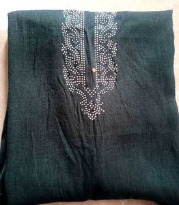 Embroidered Dark Green Kurti