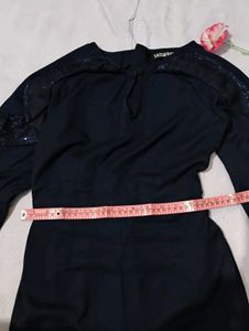 Navy Blue Sequin Sleeve Jumpsuit(Bust-30)
