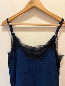 Zara Navy Lace Trim Top