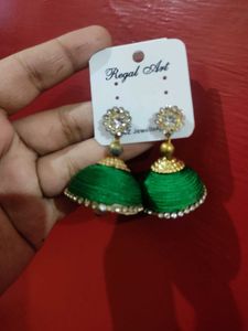 Green Jhumka Earrings