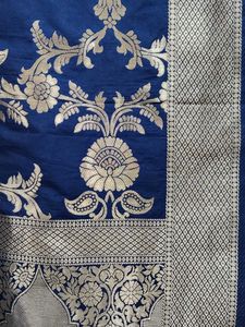 Blue & Gold Floral Banarsi Dupatta
