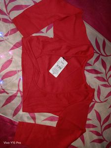 Red Long Sleeve Crop Top