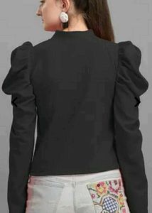 ZASTRAA Black Chic Puff Sleeve Top