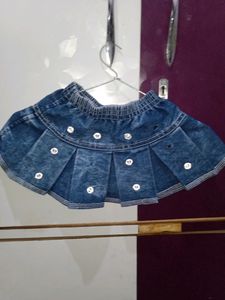 White Floral Top With Denim Skirt