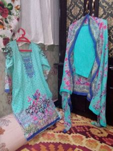 Pakistani 3 Pice Cotton Suits Full Size Dupatta