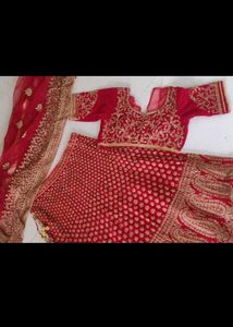 unstitch Red Embroidered Lehenga Choli