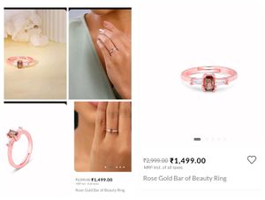 Giva Silver 925 Rose Gold Bar Of Beauty Ring