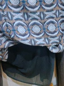 Patterned Brown Midi Dress