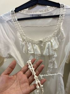 Ruffled White Top