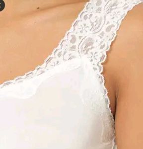 White Lace Trim Tank Top