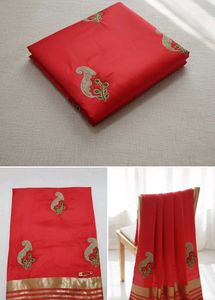 Red Saree with Floral Embroidery