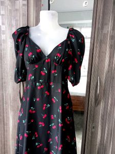 Cherry Print Midi Dress
