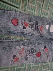 Embroidered Acid Wash Jeans