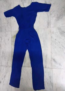 Blue Flowy Jumpsuit(FREE HAIR BOW AND FLOWER CLIP)