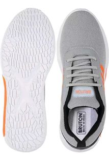 Bruton Grey &amp; Orange Mesh Comfort Sport Shoes