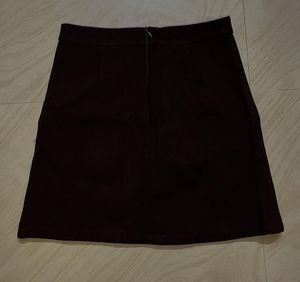 Brown Mini Skirt with Pockets